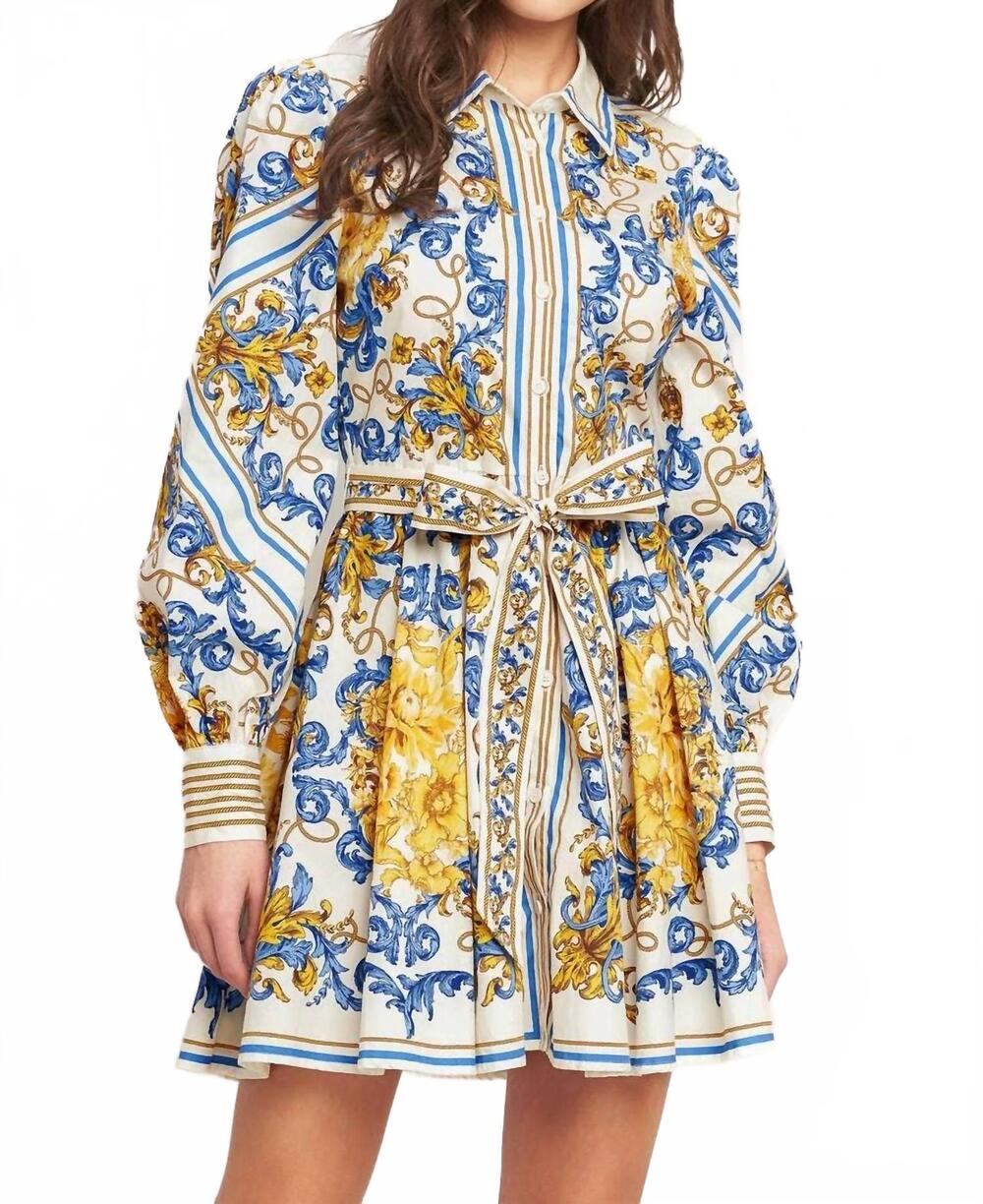 NEW FLYING TOMATO printed woven mini dress in off white